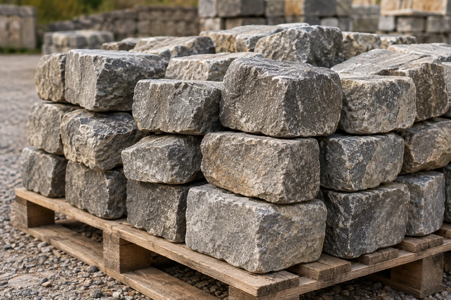 Illustrative grey natural stone cobbles