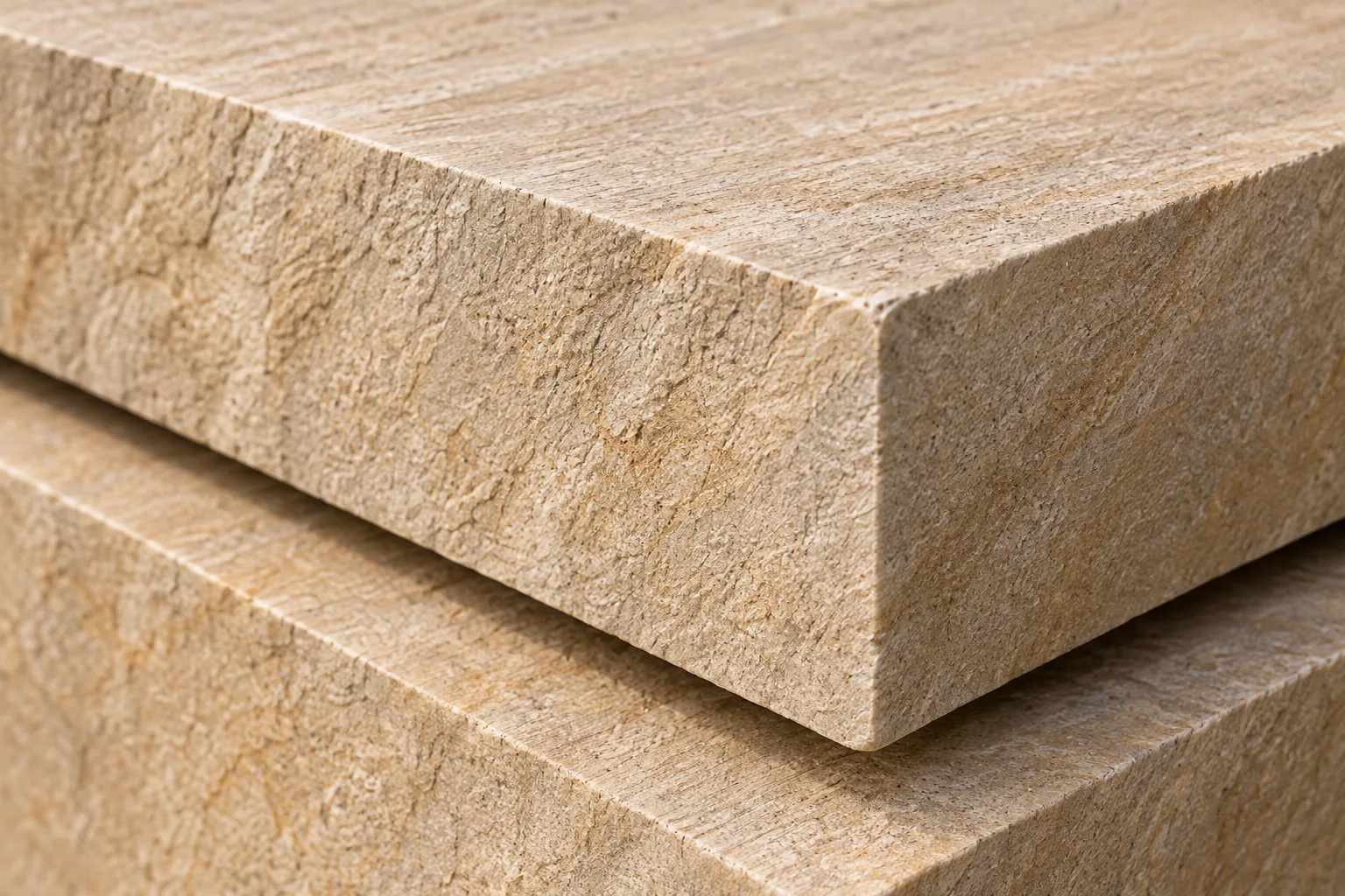 Illustrative close-up of sawn natural stone with defined edges