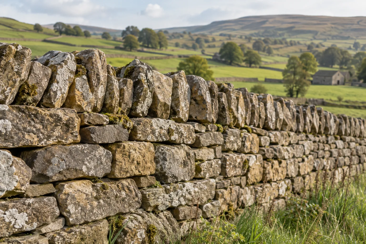 Illustrative natural stone wall showing varied shapes and texture